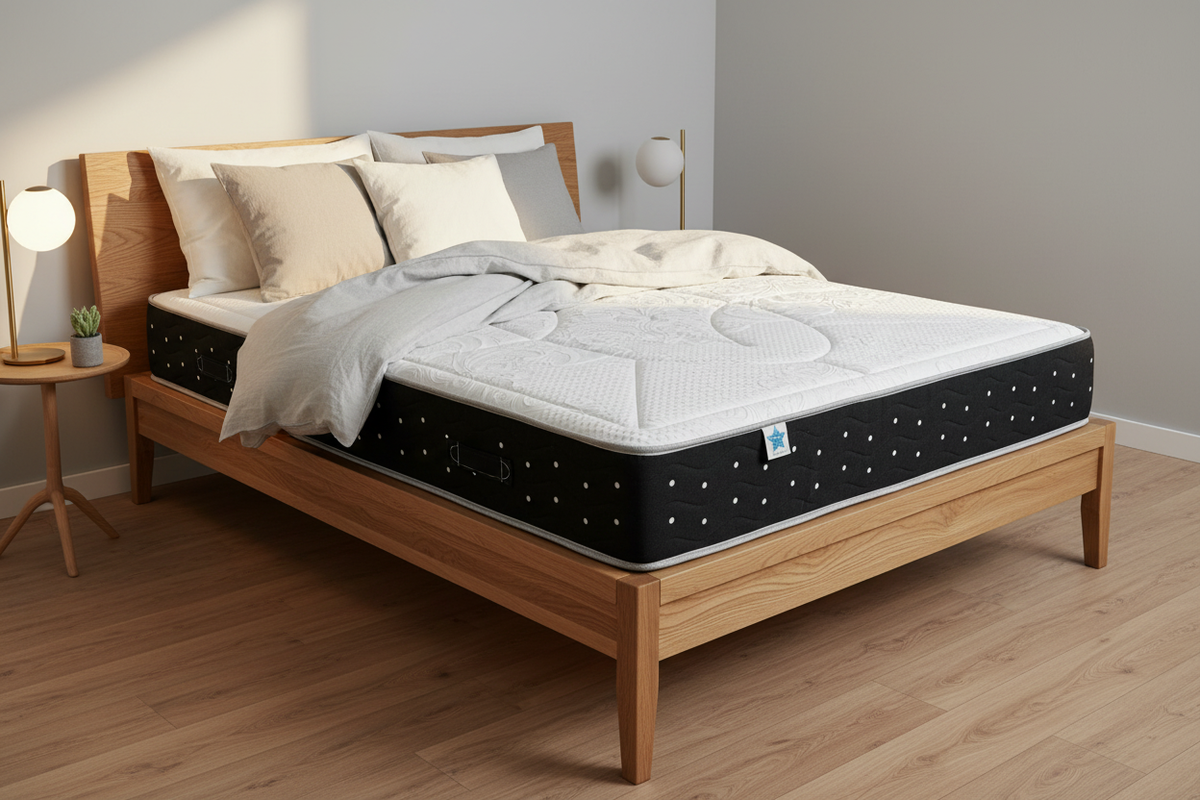 Ambiente nórdico Luxesac con canapé de madera